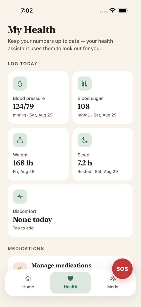 Blood pressure, sugar, weight, sleep
